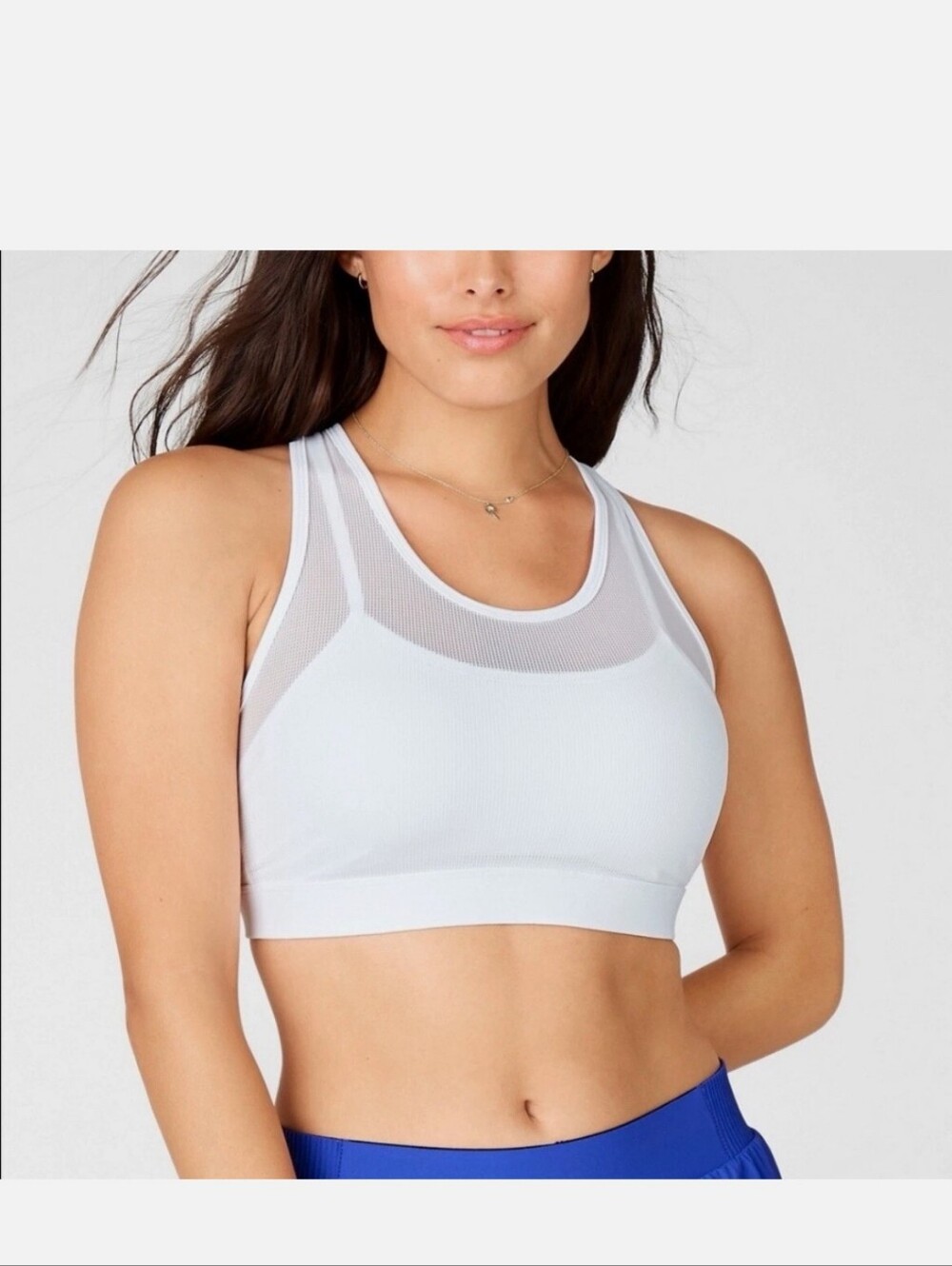Fabletics Faye High Impact Sports Bra White With Mesh - L